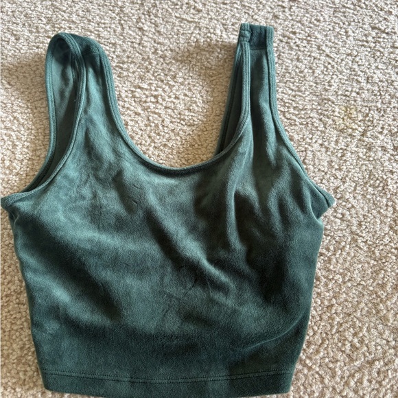 Aries Tops - Women's Deep Green Scoop Neck Crop Tank